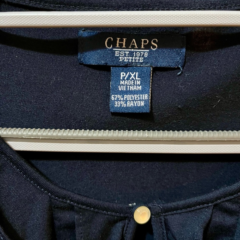 Chaps Women's Navy Ruffle Top - Picture 2 of 3